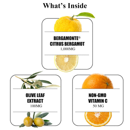 Durable Heart Bergamonte Citrus Bergamot 1000mg + Olive Leaf and Vitamin C Healthy-Cardiovascular Formula for Rate and Pressure, Healthy Cholesterol Pills