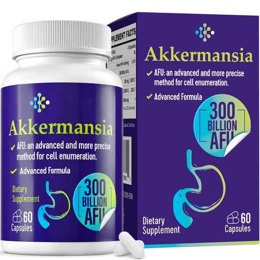300 Billion AFU Akkermansia Muciniphila - A Live Probiotics for Women and Men, Supports GLP-1, Digestive Gut, Immune & Overall Health, Enhances* Gut Digestive Lining function, 60 Count (Pack of 1)