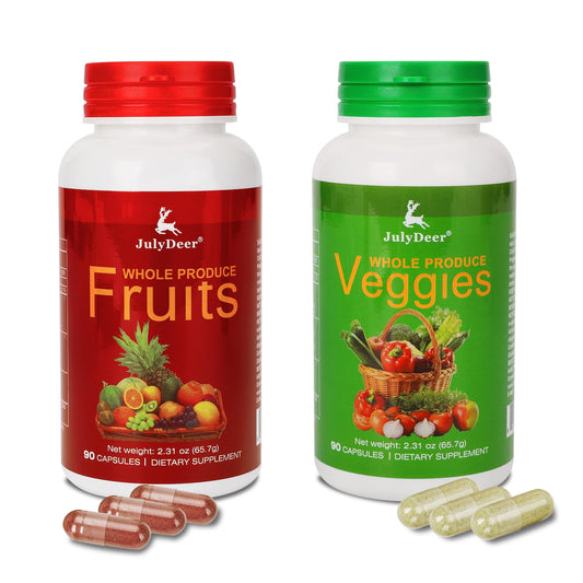 Fruit and Veggies Supplement Ingredients Natural – 2 Bottles 180 Total Vegetarian Capsules | Balance of Natural 16+18 Whole Fruits & Veggies Blend | Fresh Superfood Formula with Vitamins and Minerals JulyDeerBuy Supplements Australia