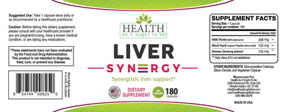 Health As It Ought To Be Liver Syn3rgy Supplement | Physician Formulated Capsules with Milk Thistle, Black Seed, Korean Ginseng | 180 Capsules