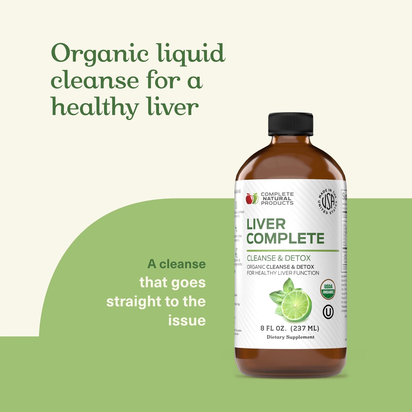 Liver Complete Liquid 8 oz - Organic Liver Cleanse Detox Formula, Herbal Support for High Enzymes with Milk Thistle Dandelion Chanca Piedra, Easy Absorbing