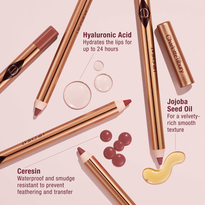 Charlotte Tilbury Lip Cheat Lip Liner Pencil - Creamy Fuller-Looking Lip Pencil with Jojoba Oil & Hyaluronic Acid - Waterproof, Smudge-Proof