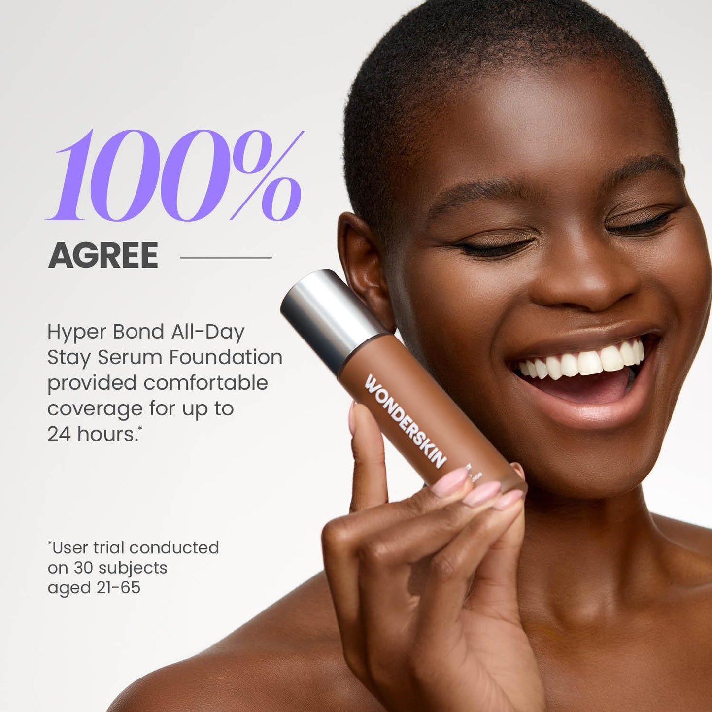 Wonderskin Hyper Bond All-Day Stay Serum Foundation – Waterproof, Transfer-Proof, 24HR Longwear Face Makeup with Niacinamide & Hyaluronic Acid – Lightweight, Natural Finish (Aura)