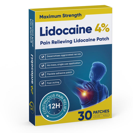 Teemofe 4% Lidocaine Pain Relief Patches – Maximum OTC Strength, Fast-Acting Targeted Relief, for Muscle & Joint Discomfort, 30 Count-10 TeemofeBuy Supplements Australia