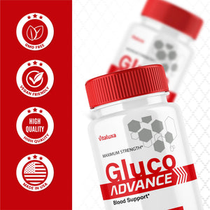 Gluco Advance Capsules, Gluco Advanced Blood Support Supplement GlucoAdvance Pills for Joints, GlucoseAdvance Premium Blend Flow Balance All Natural Formula Overall Health Wellness (60 Capsules) VitaluxaBuy Supplements Australia