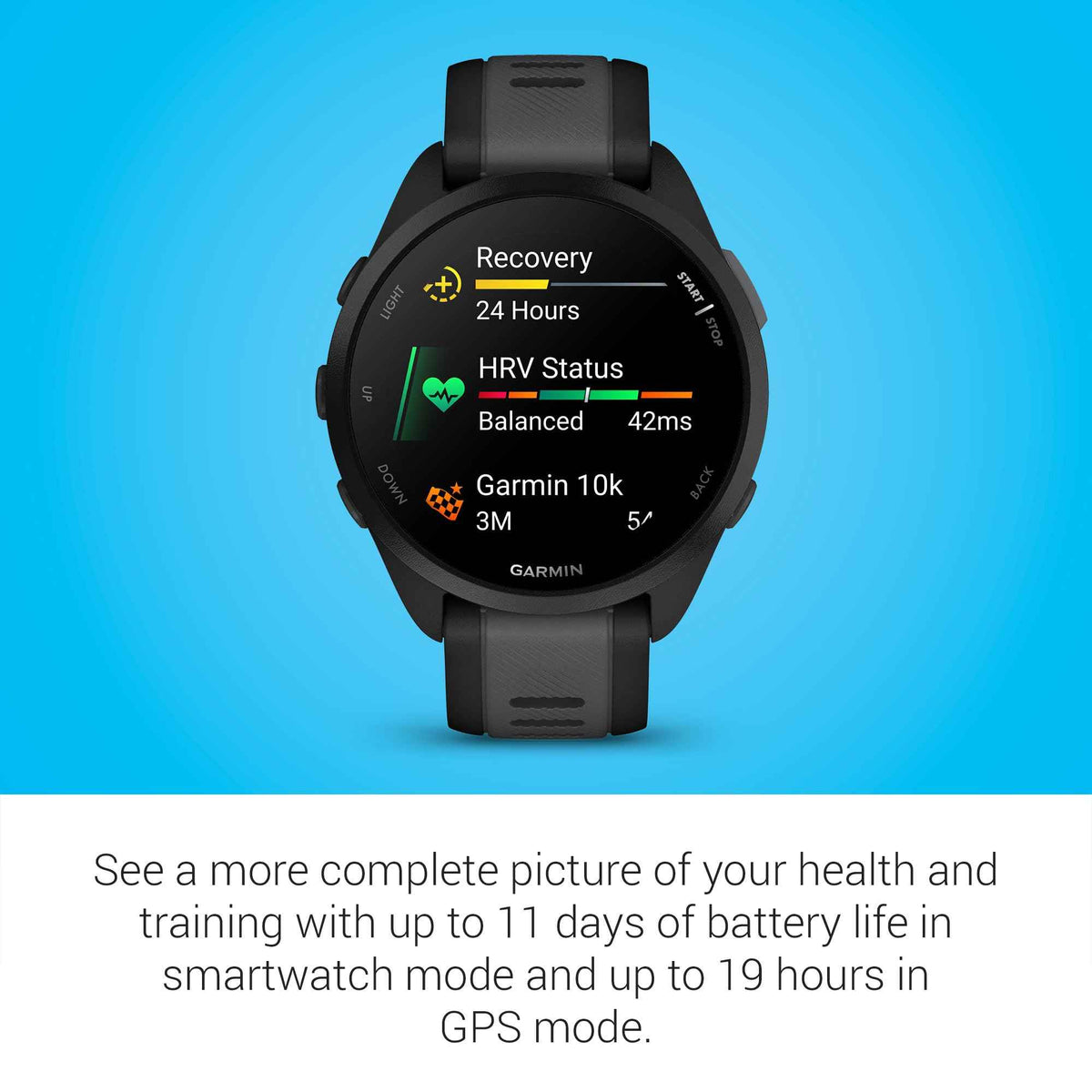 Garmin Forerunner® 165, Running Smartwatch, 43mm, Black