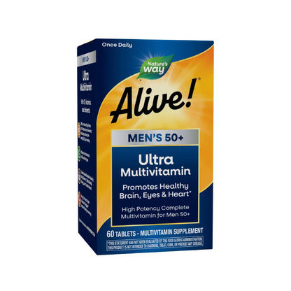 Nature's Way Alive! Men’s 50+ Daily Ultra Multivitamin, High Potency Formula, Supports Healthy Brain, Eyes & Heart Nature's Way