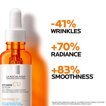 Bundle of La Roche-Posay Pure 10% Vitamin C Serum+ La Roche-Posay Pure Retinol Face Serum for Lines, Wrinkles & Premature Sun Damage to Resurface