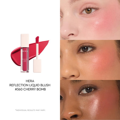 HERA Reflection Liquid Blush #360 Cherry Bomb 7.5g – Glass Skin Glow, Hydrating Serum Formula with 70% Skincare Ingredients, Buildable Radiance, Sheer Color, Korean Makeup