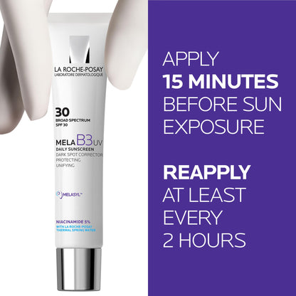 La Roche-Posay Mela B3 UV Daily Sunscreen, Face Moisturizer With SPF 30 + Anti-Aging Melasyl + 5% Niacinamide, Helps Correct & Protect From Sun Damage,