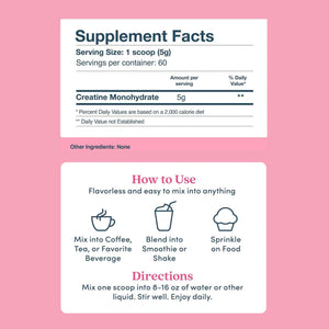 Further Food Unflavored Creatine Monohydrate Powder, 100% Pure, Micronized, Sugar-Free, Supports Strength, Energy and Muscle Recovery, 60 Servings, 10.6 Oz