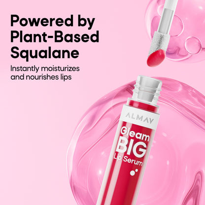 Almay Gleam Big™ Lip Serum, Hydrating and Moisturizing, Hypoallergenic Lip Gloss, Non-Sticky, 100 Positively Pink, 0.13 fl oz