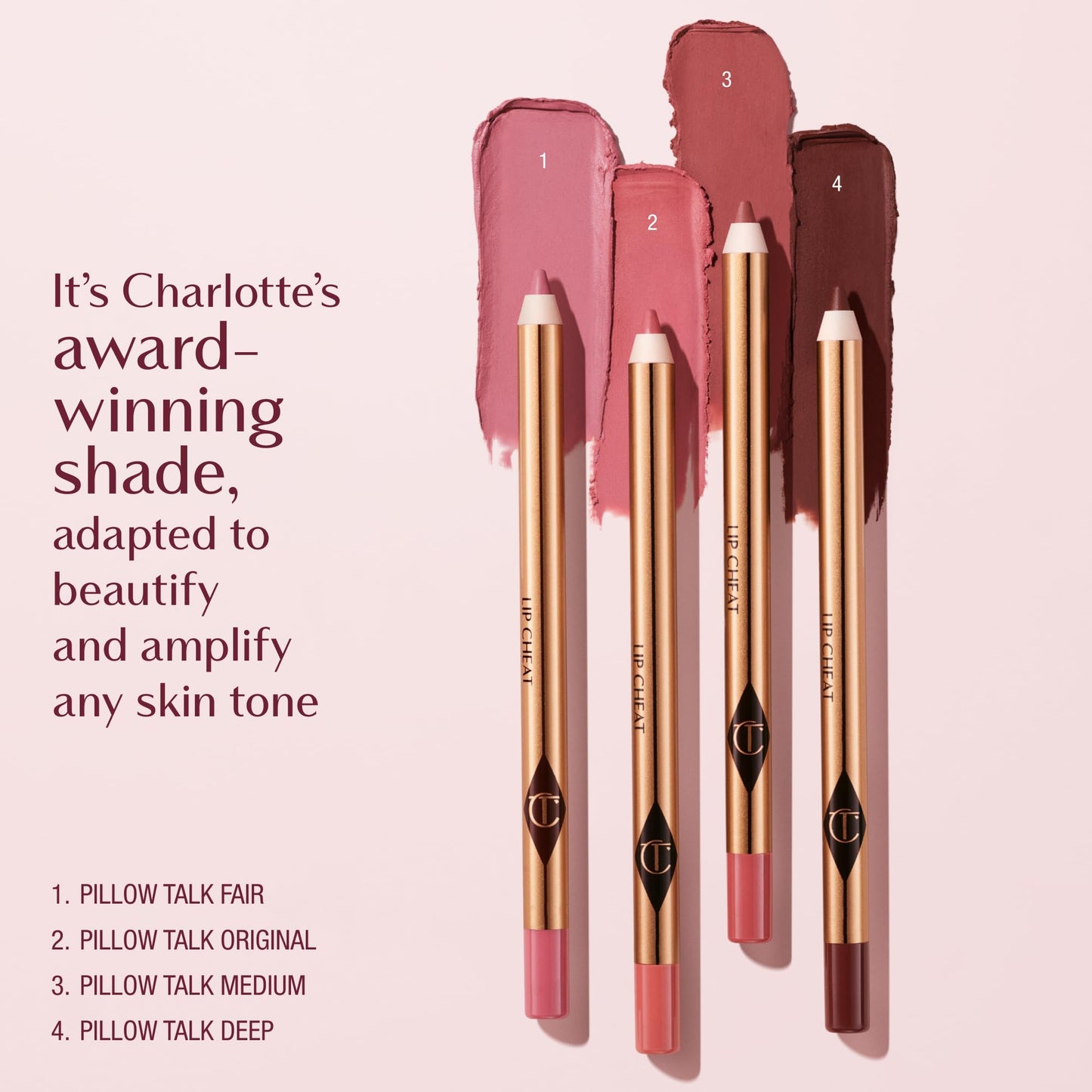 Charlotte Tilbury Lip Cheat Lip Liner Pencil - Creamy Fuller-Looking Lip Pencil with Jojoba Oil & Hyaluronic Acid - Waterproof, Smudge-Proof & Transfer-Proof - 6H Wear - Pillow Talk Medium