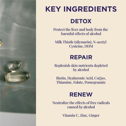 Nouel | Skin + Liver + Immunity Support | Recovery Supplement for Drinking | Milk Thistle, NAC, Hyaluronic Acid, CoQ10, Biotin,