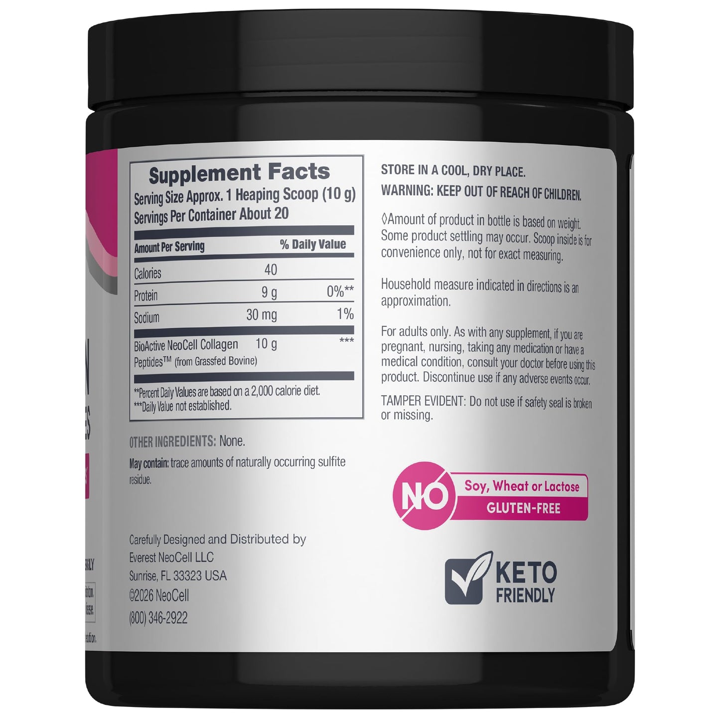 NeoCell Grassfed Collagen Peptides Powder | 7 oz | Unflavored | for Women and Men | Hair, Skin, & Nails
