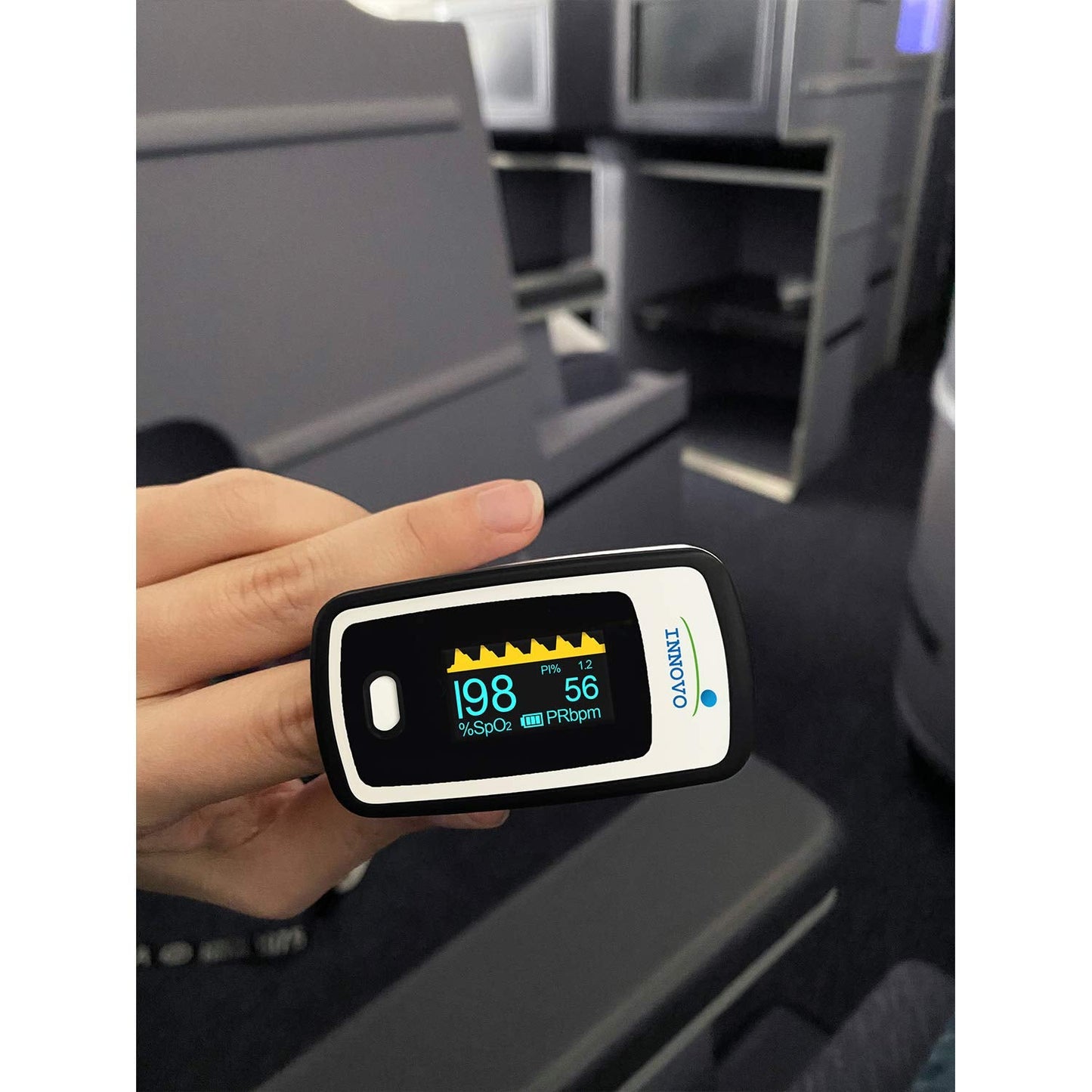 Innovo Deluxe iP900AP Fingertip Pulse Oximeter Blood Oxygen Saturation Monitor with Alarm, Plethysmograph and Perfusion Index