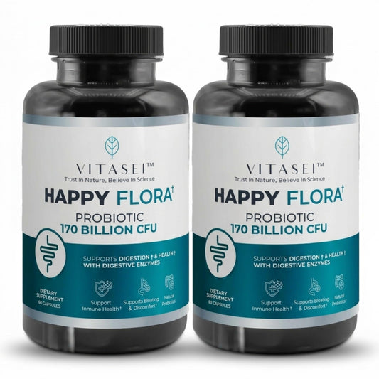 VITASEI Happy Flora Probiotic Supplement – 170 Billion CFU with Digestive Enzymes – Gut Health and Metabolic Support for Women and Men – 120 Capsules 2-Month Supply