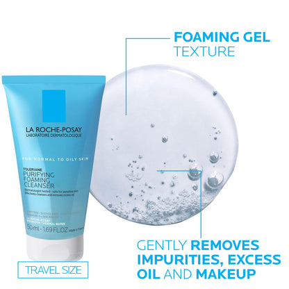 La Roche-Posay Toleraine Skin Care Set, Double Repair Face Moisturizer 100ml & Purifying Foaming Facial Cleanser 50ml, Oil Free Moisturizer & Face Wash For Oily Skin,