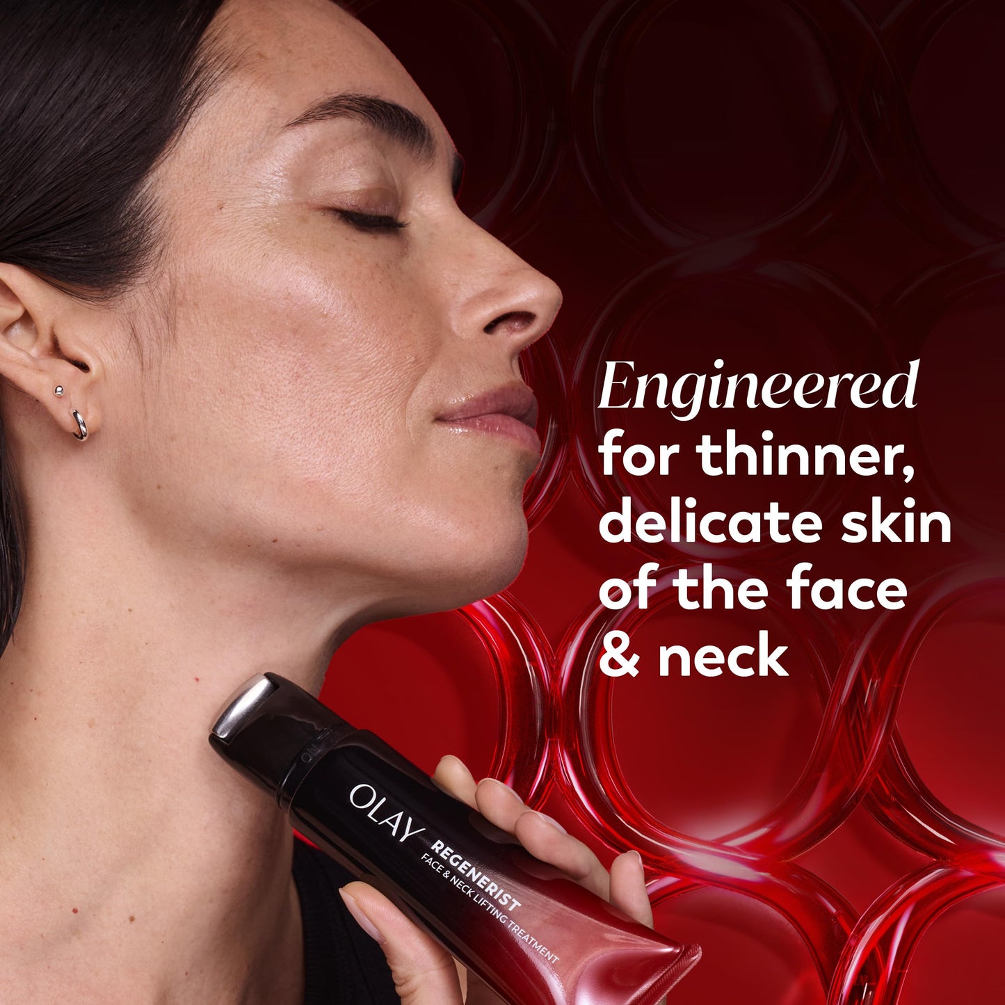 Olay Regenerist Neck and Face Roller, Neck Cream for Tightening and Firming, Anti-Aging Moisturizer for Women, Anti-Wrinkle Serum, Face Lift Cream, Cooling, Fragrance-Free, Hexa-Repair & NAD+, 1.7oz