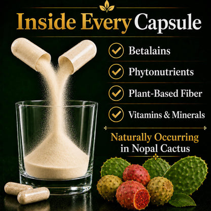 Natural Home Cures Premium Freeze-Dried Nopal Cactus Capsules, Mountain-Grown in Mexico, Whole Prickly Pear Cactus Powder Supplement, No Fillers