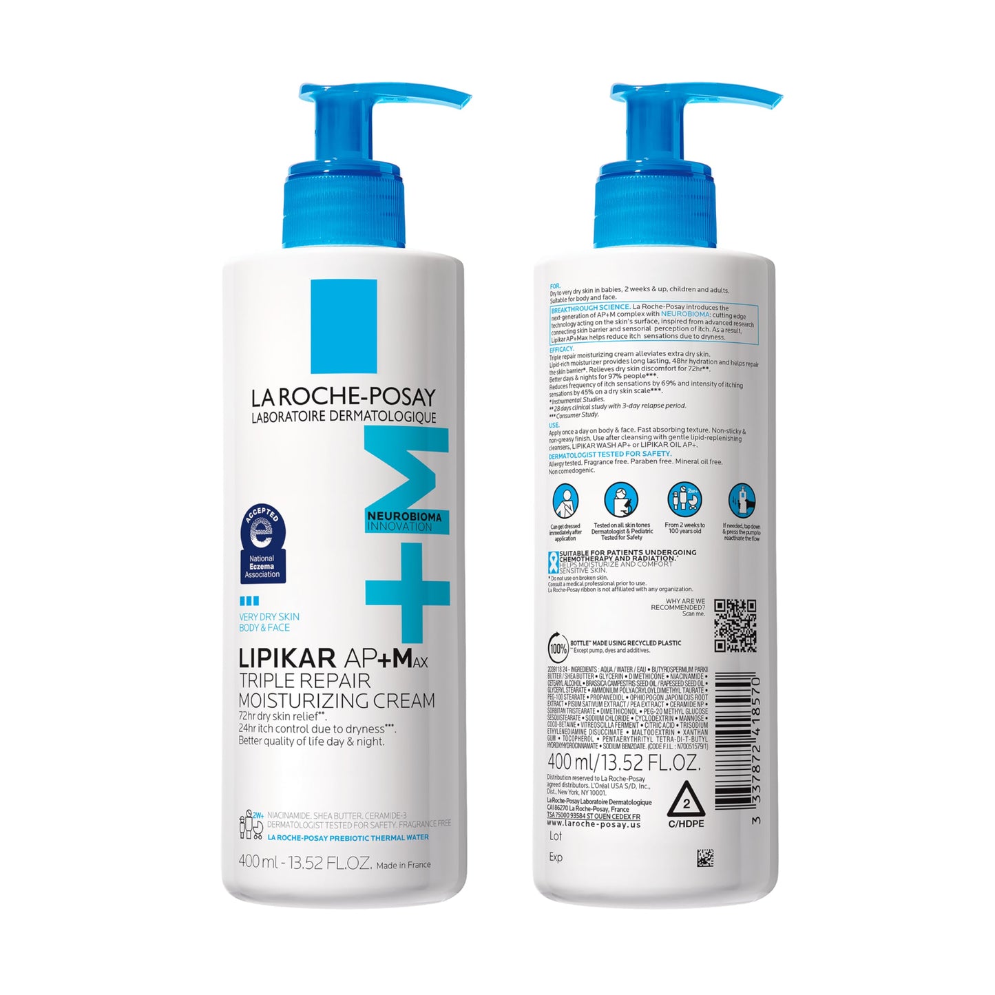 La Roche-Posay Lipikar AP+MAX Triple Repair Moisturizing Body Cream | Face & Body Lotion for Dry Skin with Shea Butter & Niacinamide | Gentle Moisturizer for Very Dry