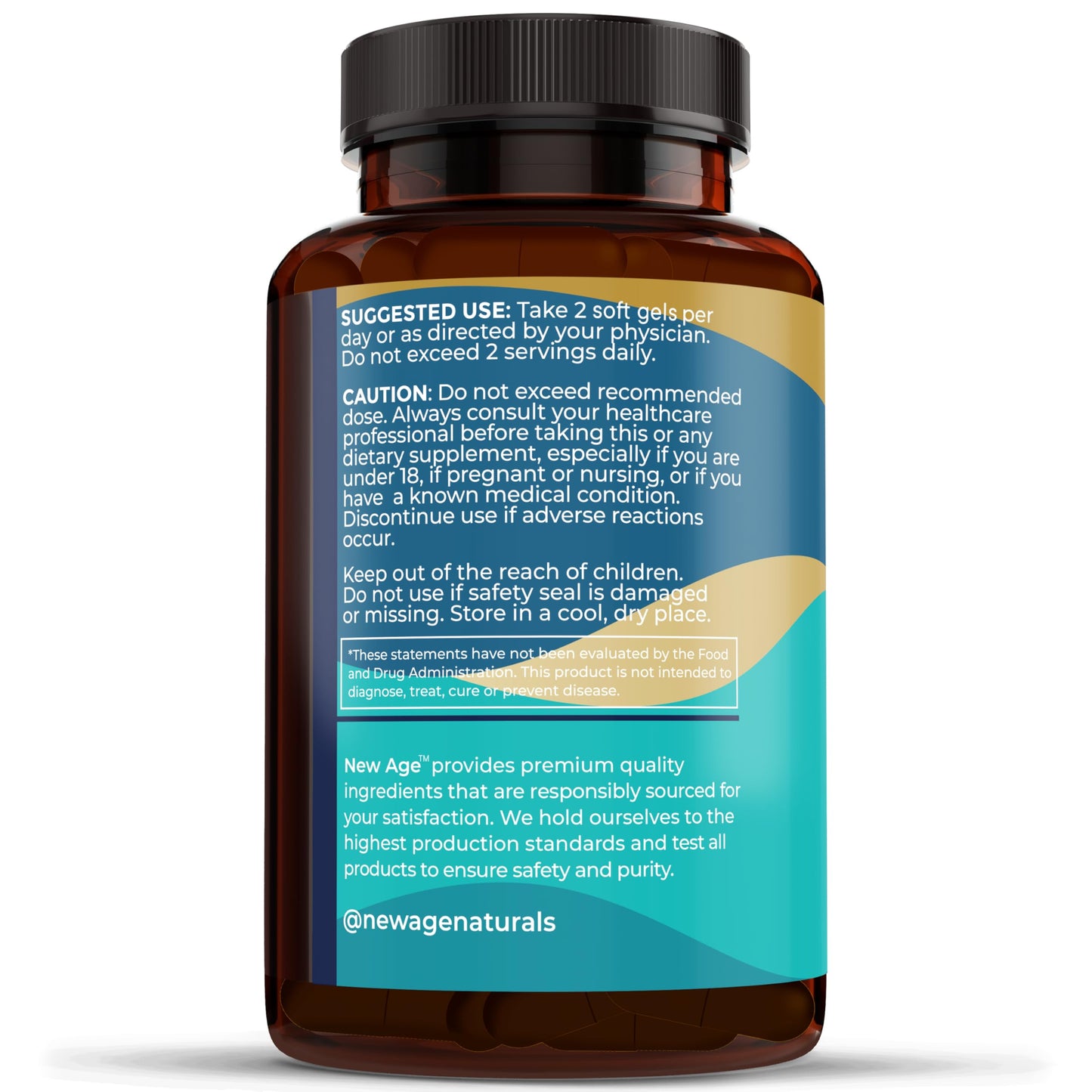 NEW AGE Omega 3 Fish Oil 2500mg Supplement Non GMO - EPA, DHA Fatty Acids Gluten Free (180 Softgels (Pack of 2))