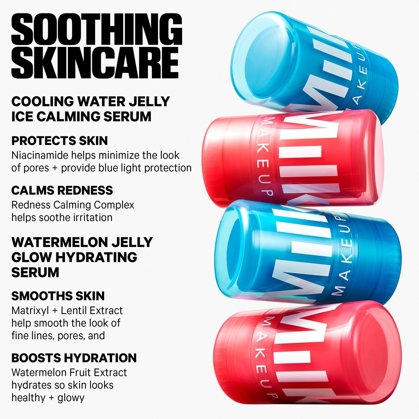 Milk Makeup Skincare Jelly Gift Set – Hydrating + Brightening Face Serums and Blush + Lip Stain in pH-Adaptive Pink – Two Full Size Serum Sticks .21oz + Travel-Friendly Jelly Tint (pHreeze) .17oz