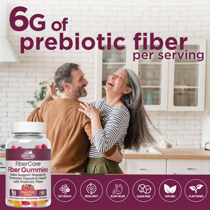 Country Farms Fiber Care Prebiotic Gummies, 6g of Fiber Per Serving, , FOS from Beets, Digestive Health and Bloat, Supports Regularit