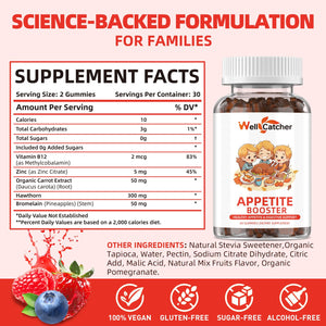 Appetite Booster Gummies for Kids Adults: Appetite Support Supplement with Bromelain Hawthorn Zinc Vitamin B12 for Healthy Digestive & Nutritional Balance, Sugar Free Mixed Fruit Flavor Vegan 30 Days WellcatcherBuy Supplements Australia