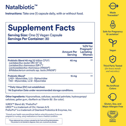 Ritual Prenatal Probiotics For Women - Support Microbiome, Gut, Digestive, Vaginal, and Baby’s Immune Health** - Natalbiotic For TTC, Pregnancy, Postpartum - Vegan - Citrus - 30 Capsules - 30 Servings