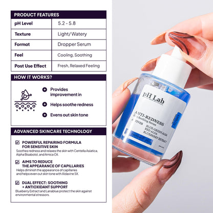 PhLab Anti Redness Serum, Reduces Capillary Cracks Appearance, Evens Skin Tone, Skin Soothing and Redness Reform Serum, 1.01 Fl Oz (Pack of 2)