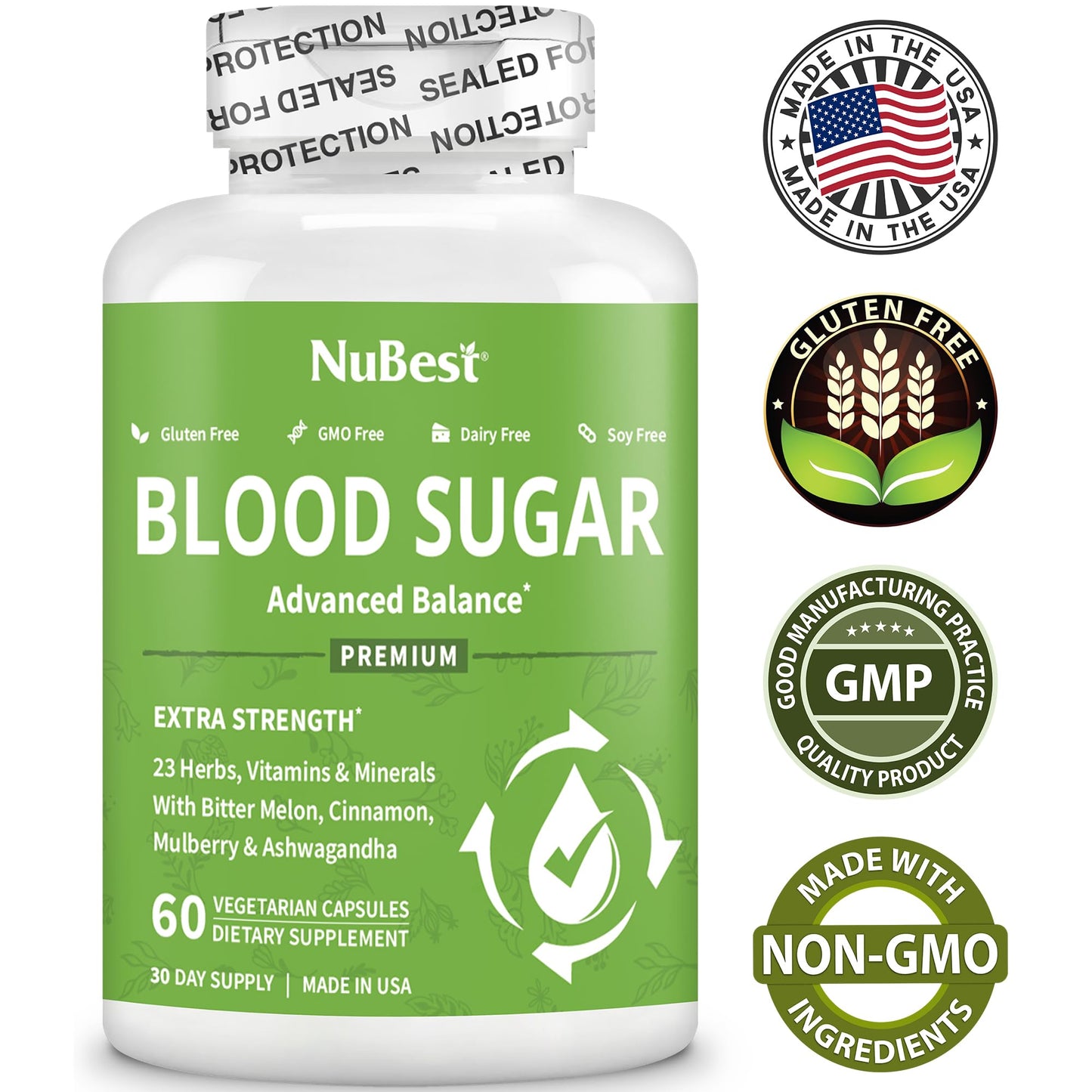 Blood Sugar - Advanced Formula with Bitter Melon, Ashwagandha, Cinnamon, Chromium, Magnesium, Vitamins, Alpha Lipoic Acid, Cayenne Pepper & More