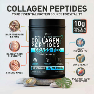Zeal Naturals Hydrolyzed Collagen Peptides Powder, 10g Protein | Grass-Fed Collagen for Women & Men | Essential Amino Acids | Hair, Skin, Nails, Bone Health | 60 Servings, Unflavored, 23.53 oz.