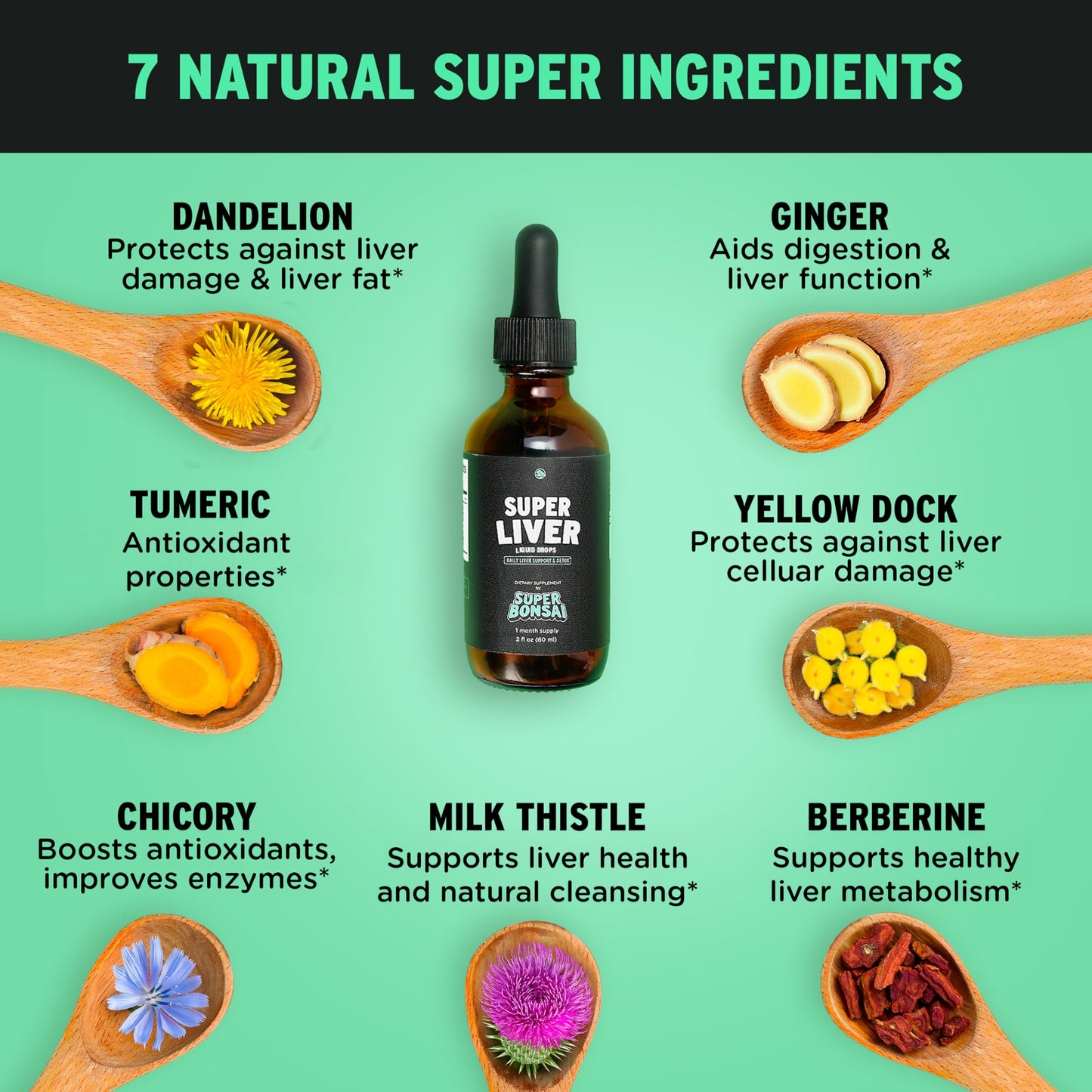 SuperBonsai Milk Thistle Herbal Liquid Supplement - Doctor-Formulated Botanical Blend with Milk Thistle and Dandelion Root - Vegan Non