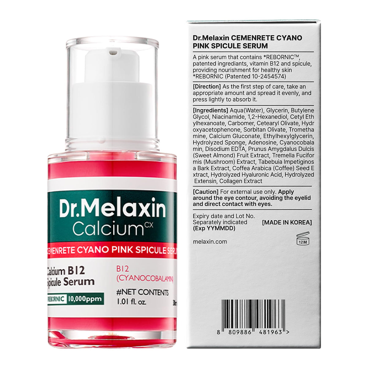 Dr.Melaxin Cyano Pink Spicule Niacinamide Serum – Vitamin B12 Pore Minimizer, Liquid Microneedle Facial Treatment