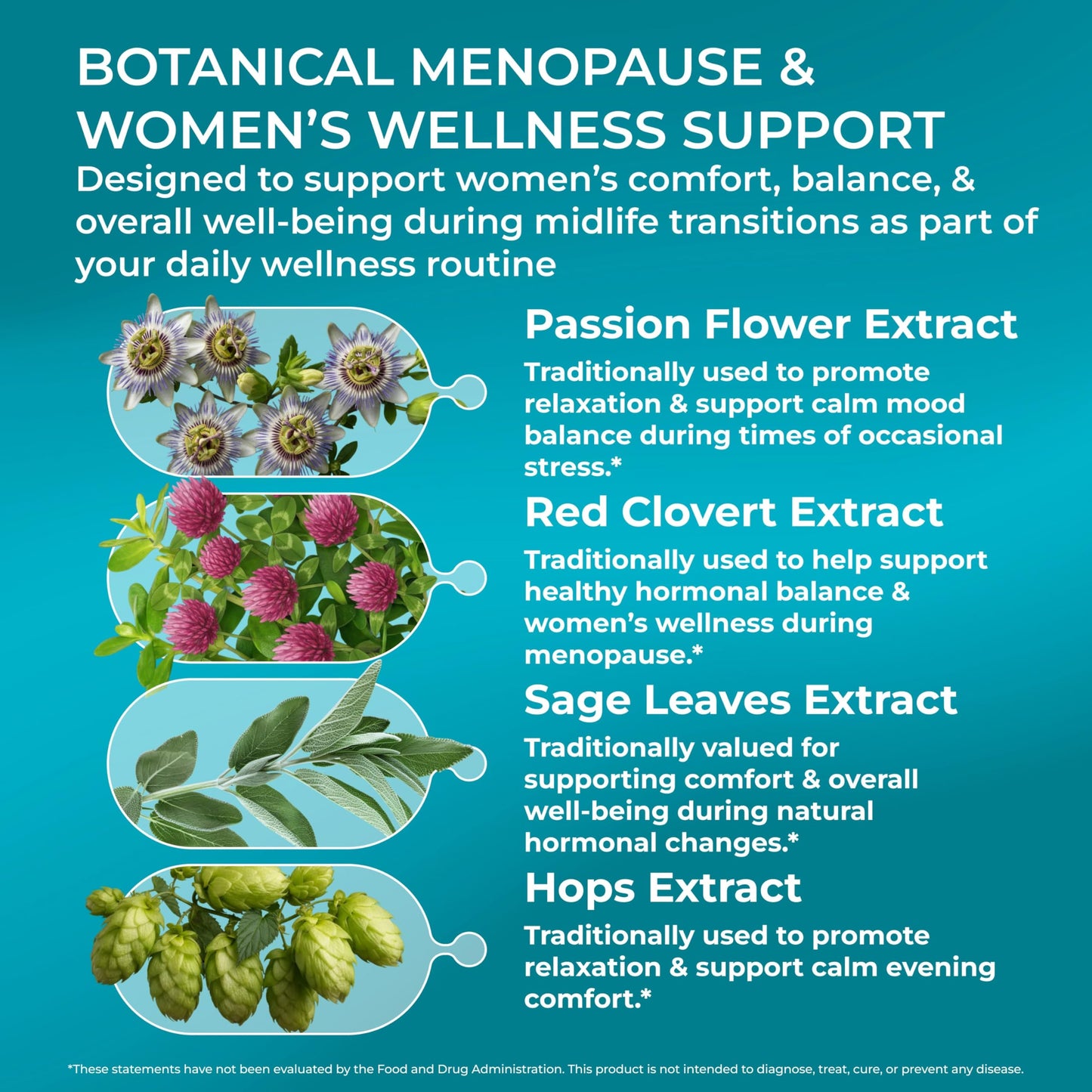 PUREHEALTH Research MenoHarmony - Herbal Menopause Supplement for Women - Female Hormone Balance for Hot Flashes & Night Sweats - with Passion Flower, Red Clover, Hops, Sage & More - 60 Capsules