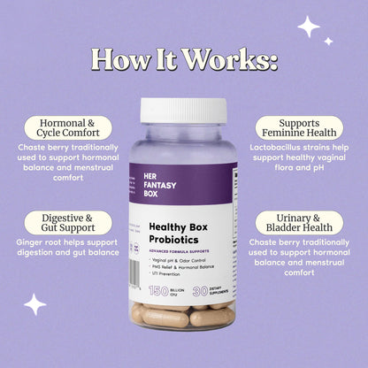 Her Fantasy Box | Healthy Box | Vaginal Probiotics for Women – Prebiotics + Advanced Lactobacillus Blend – Supports Natural Hormonal Balance – Feminine Health Support with Cranberry & D-Mannose