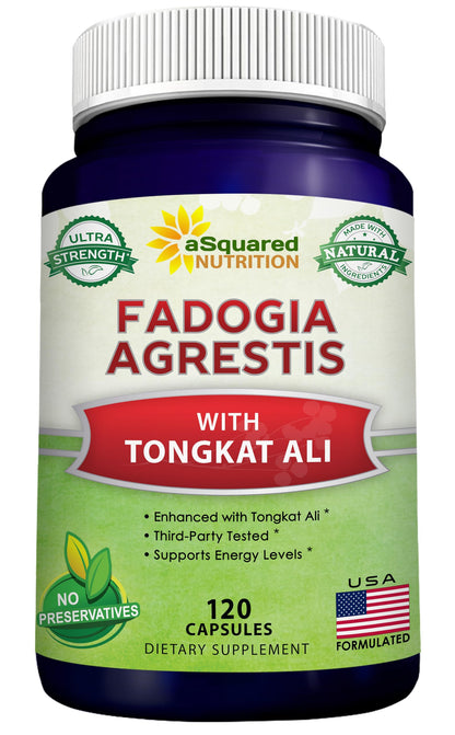 aSquared Nutrition Fadogia Agrestis 1000mg & Ali 400mg - 120 Capsules - Fadogia Agrestis Extract Supplement and Powder Complex Pills