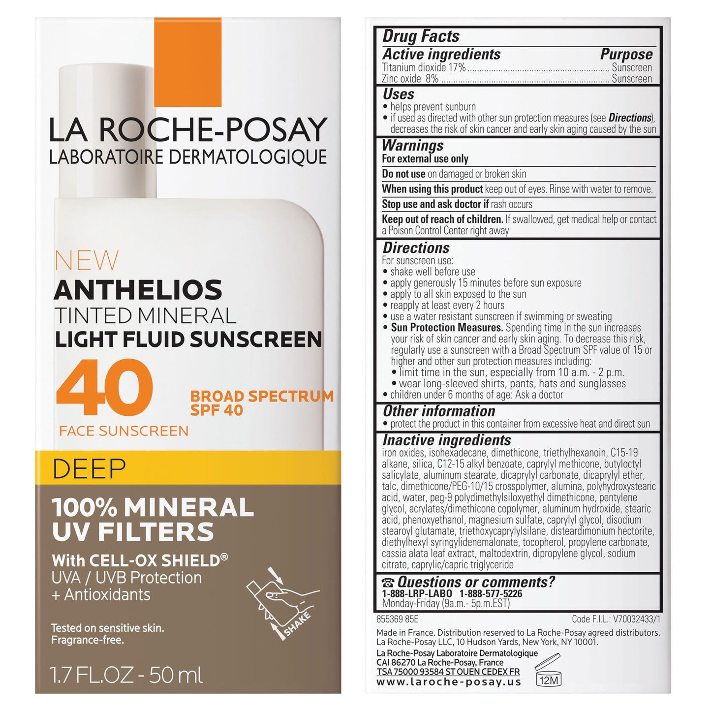 La Roche-Posay Anthelios Tinted Sunscreen SPF 40, Broad Spectrum SPF + Antioxidants, Titanium Dioxide & Zinc Oxide Sunscreen, 4 Flexible Shades With No White Cast