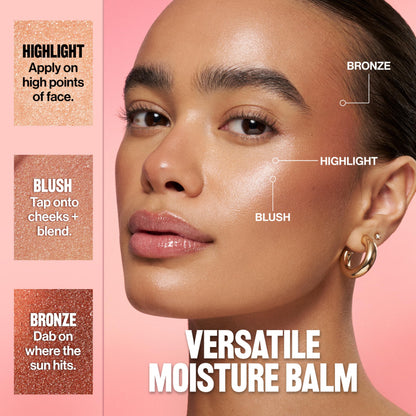 Revlon Glimmer Super Balm, Multi-Use Glow Face Makeup, Cream Bronzer, Highlighter, & Blush, 005 Sun-Kissed, 0.06 oz