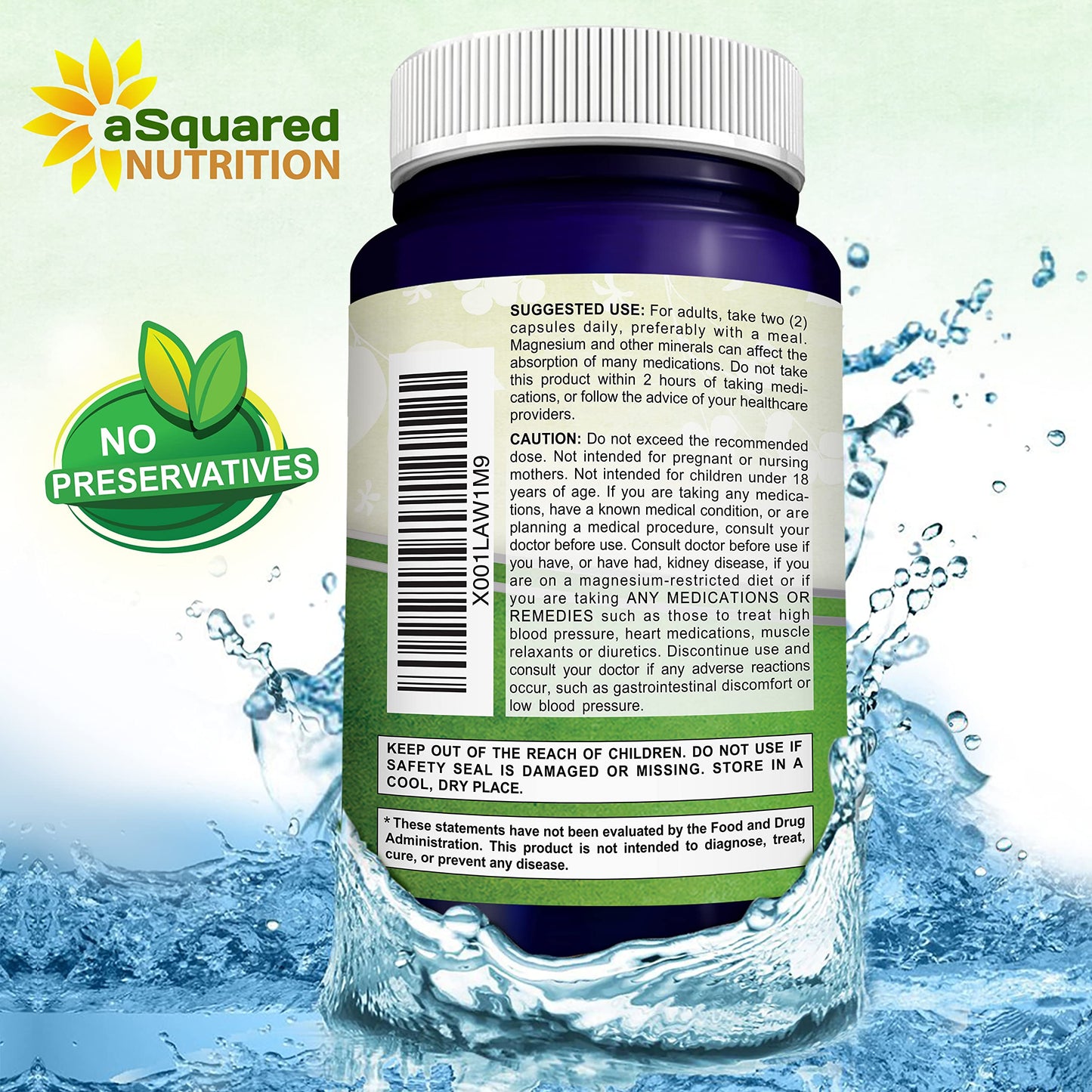aSquared Nutrition Magnesium Citrate 833mg Supplement - 200 Capsules - Max Strength Vegan Mag Citrate Powder Pills to Support Pure Function of Muscles,