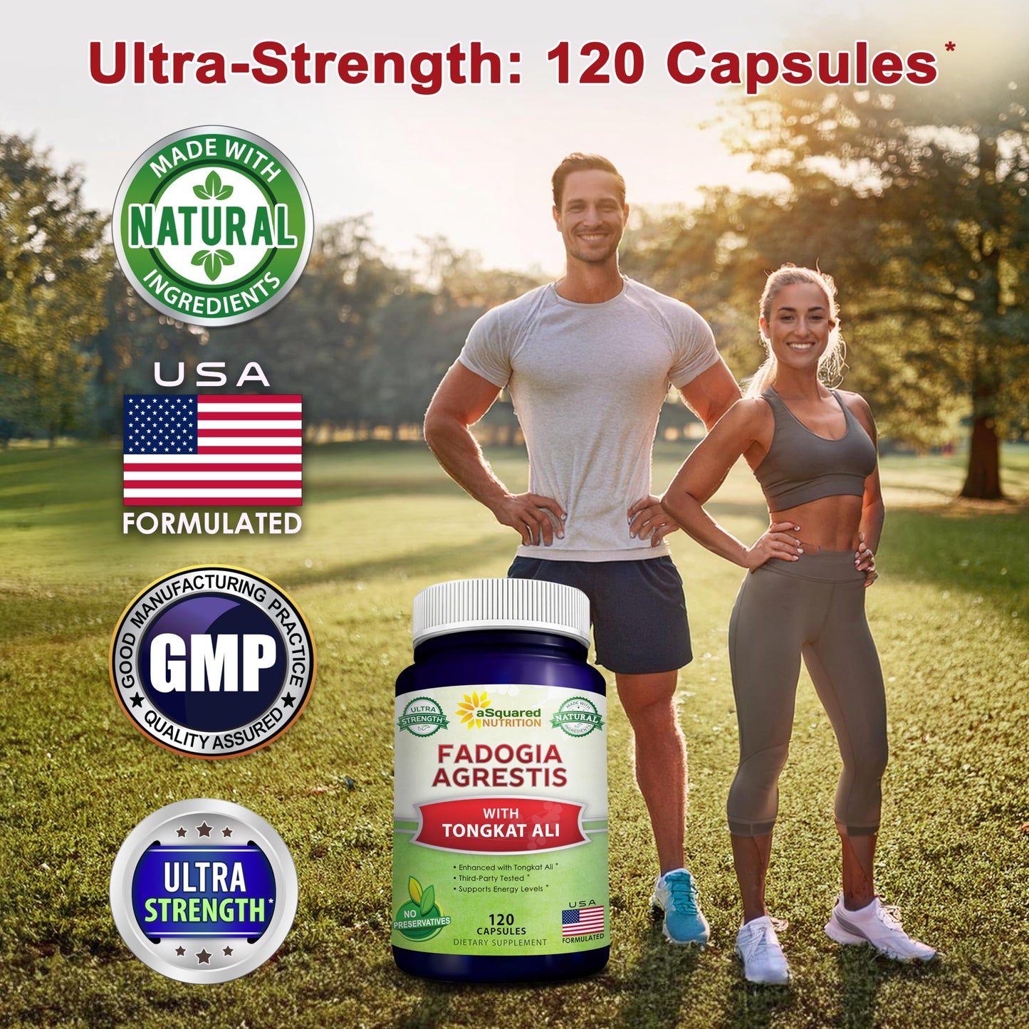 aSquared Nutrition Fadogia Agrestis 1000mg & Ali 400mg - 120 Capsules - Fadogia Agrestis Extract Supplement and Powder Complex Pills